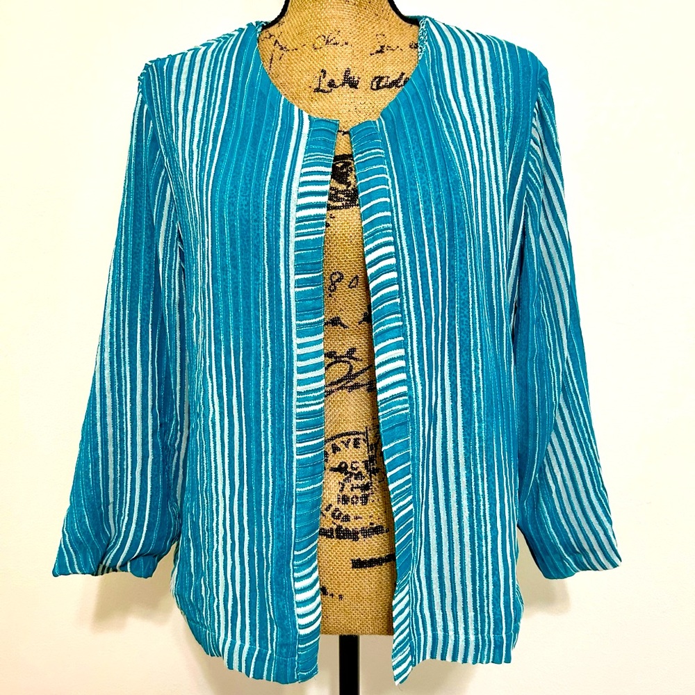 EUC! Chico's Blue & White Cardigan Size 2